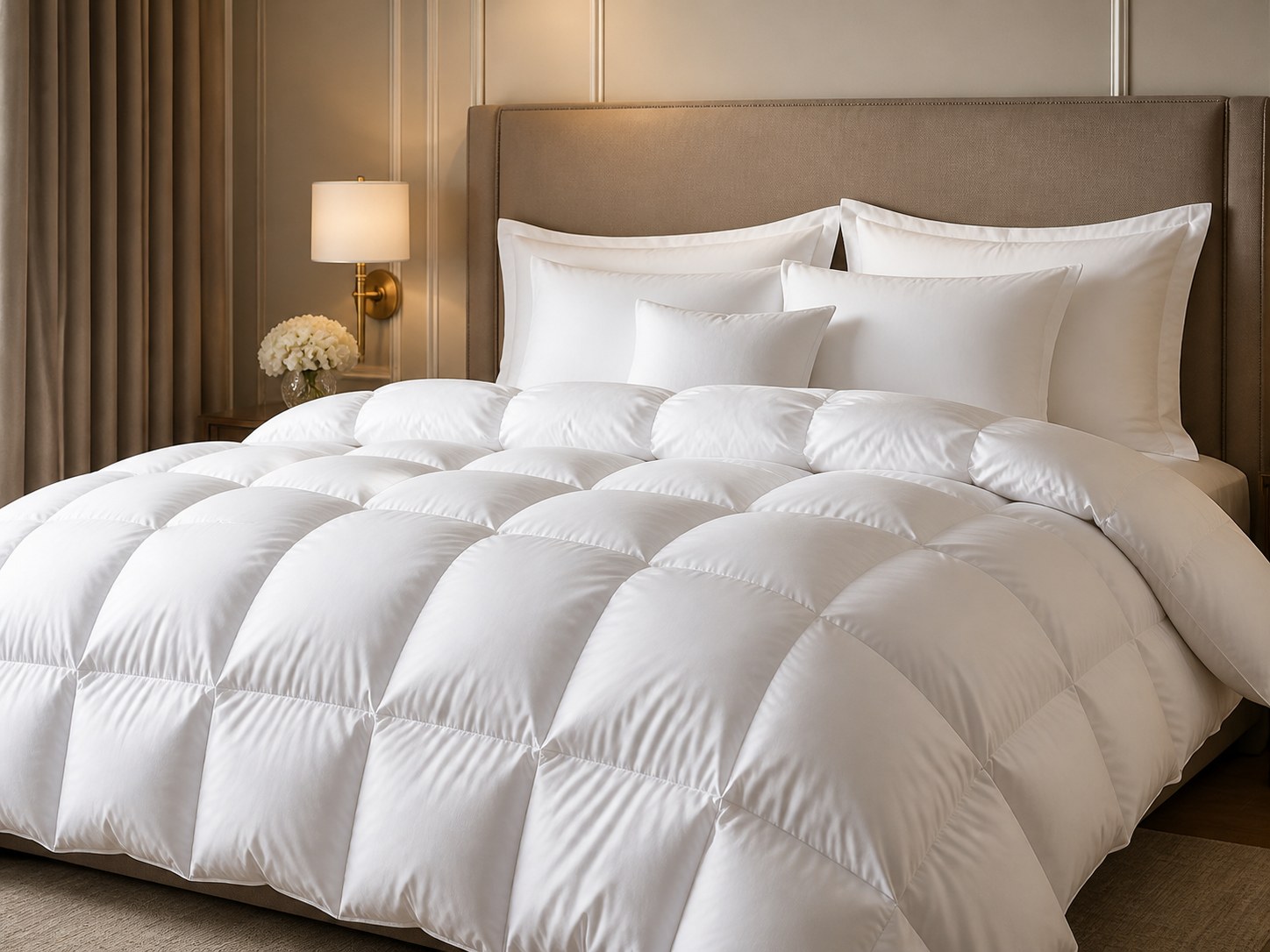 White comforter and quilt for premium bedding programs