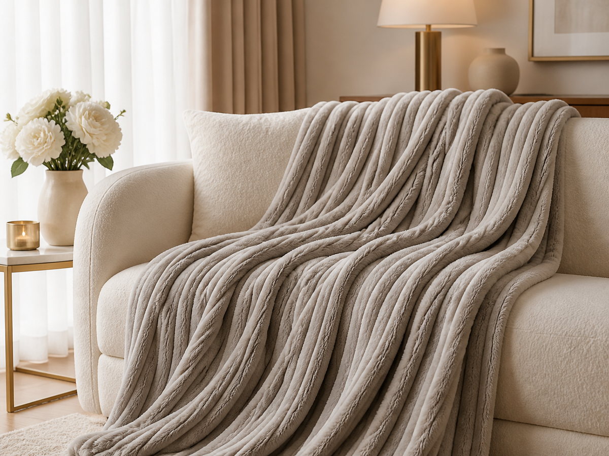 Flannel blanket folded texture and edge detail