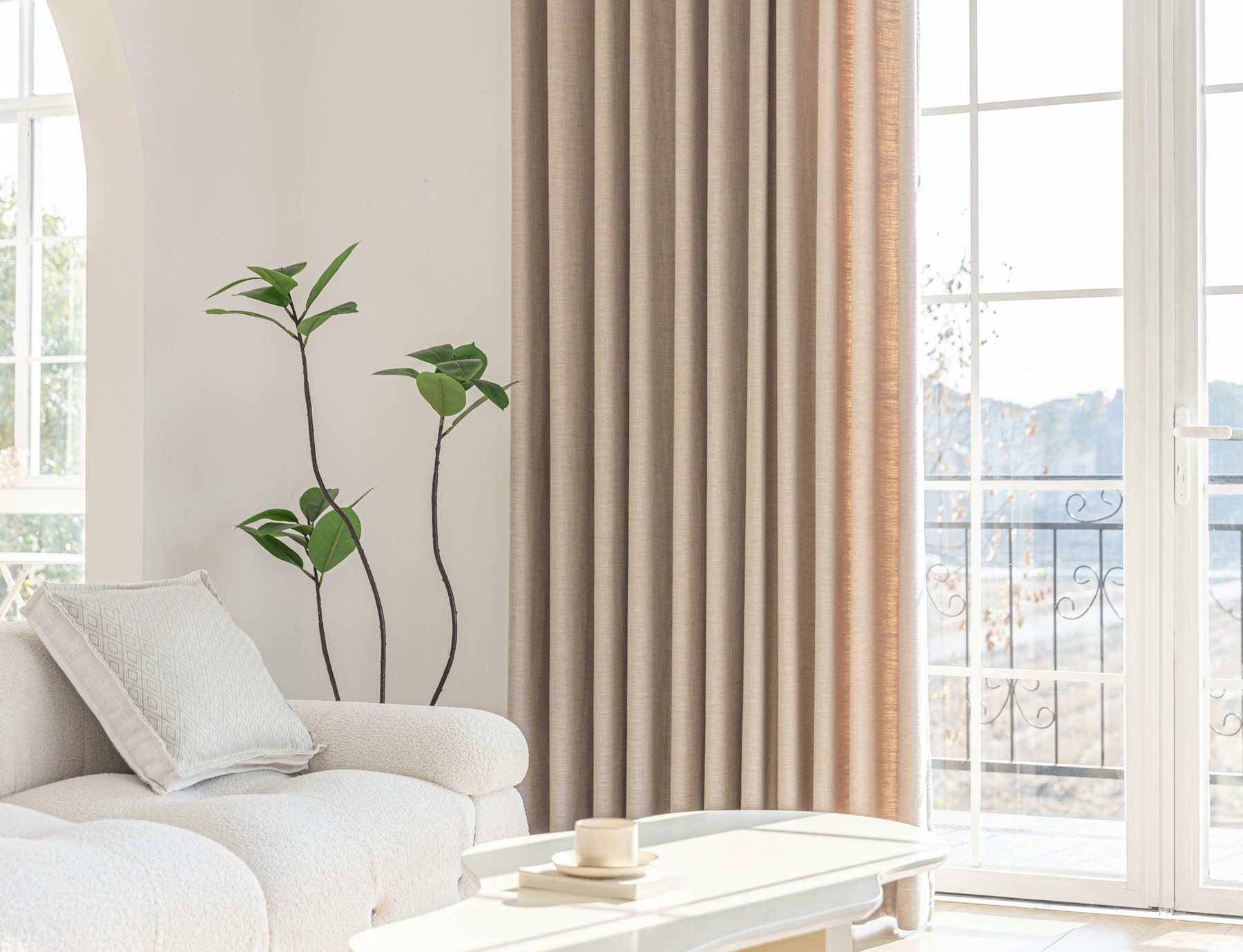 Premium curtain scene with soft natural light