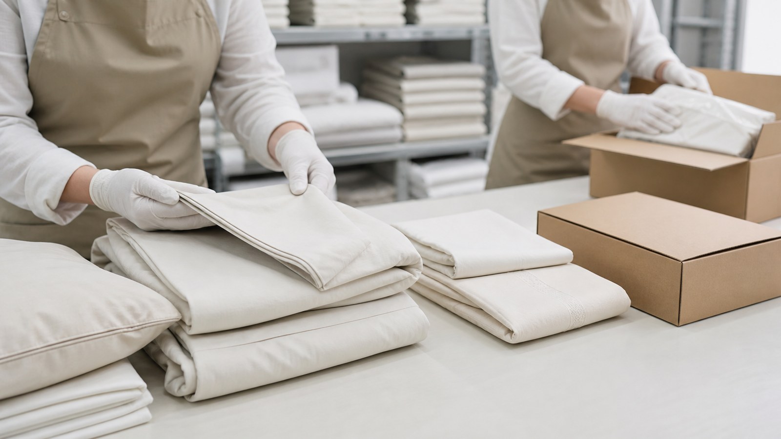 Quality inspection and export packaging preparation for premium bedding products